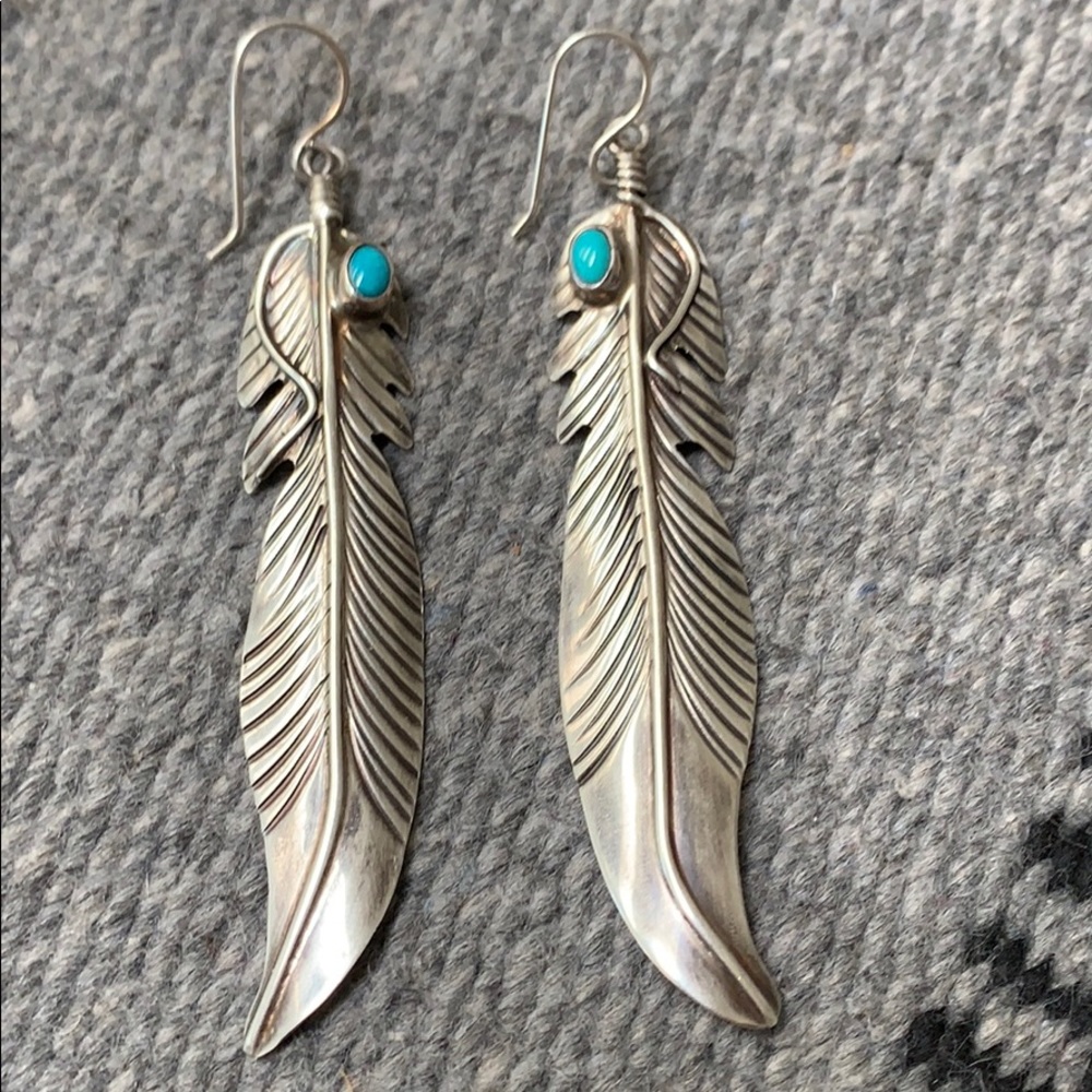 🌵Sterling feather earrings